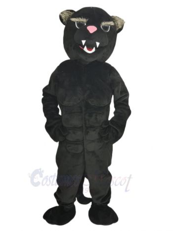 Black Muscle Panther Mascot Costume Animal