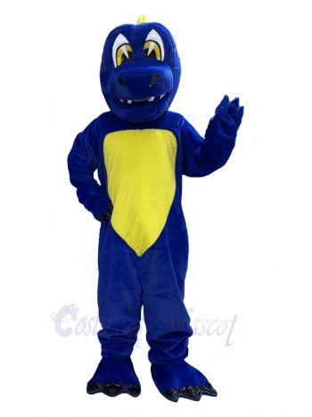 Dark Blue Dinosaur with Yellow Belly Mascot Costume Animal