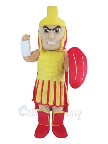 Spartan in Red and Yellow Armour Mascot Costume People