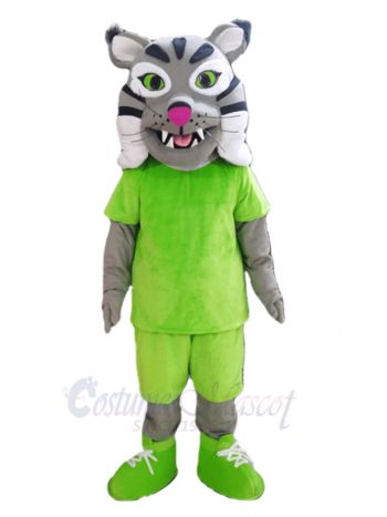 Lynx in Green T-shirt Mascot Costume Animal