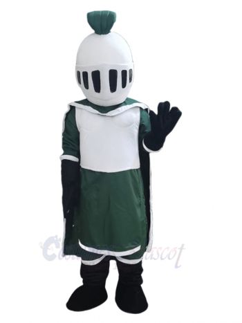 Green and White Knight Mascot Costume People